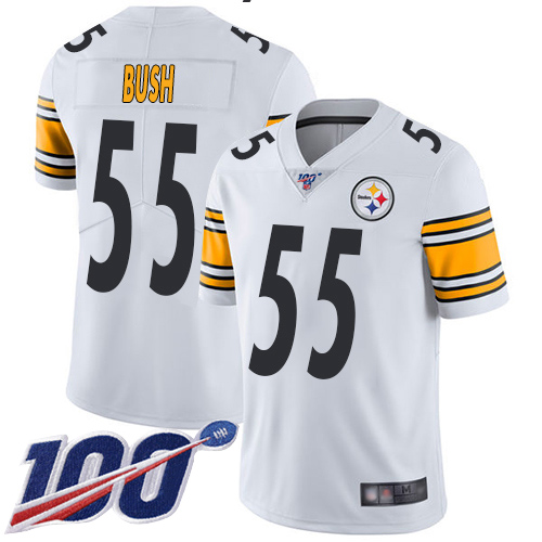 Men Pittsburgh Steelers Football #55 Limited White Devin Bush Road 100th Season Vapor Untouchable Nike NFL Jersey->pittsburgh steelers->NFL Jersey